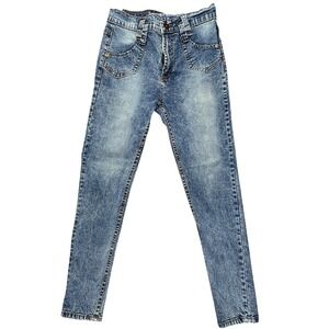 Open Up Jeans Denim Button Grunge Skinny Jeans Size Extra Large Embellishment